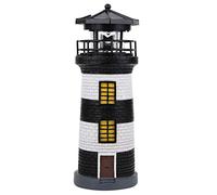 Ruiqas LED Solar Power Lighthouse,IP65 Waterproof LED Statue Rotating Lawn Yard Lighthouse for Garden Fence Yard Outdoor Decor(Black and White) [Energy Class A]