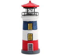 Ruiqas LED Solar Power Lighthouse,IP65 Waterproof LED Statue Rotating Lawn Yard Lighthouse for Garden Fence Yard Outdoor Decor (Red+Blue+White) [Energy Class A]