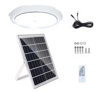 Ruiqas Solar Powered Shed Light Outdoor, 100W Indoor Solar Pendant Lights with Remote and Timer for Barn Shed Garage Barn