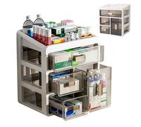 Ruiqas Stackable Medicine Storage Box with 4 Clear Drawers,Desktop Medicine Storage Drawers for Home Office Medicine Collection