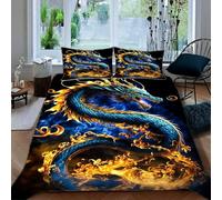 Ruiqieor Double Duvet Cover Sets Chinese mythological dragon motif Duvet Cover Sets Soft Printed Bedding Set with 2 Pillowcases,#1,For Kids Boys girs Teen Men