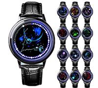 RUIQIN 12 Constellations LED Wrist Watches Valentine's Romantic Couple Watches Gifts for Couples, Lovers,Birthdays,Valentine's Day (Woman-Leo)