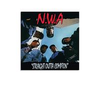RUIQIU NWA Poster Straight Outta Compton Hip Hop Group Vinyl Album Canvas Paintings Wall Poster Art Print Posters Room Hanging Picture Modern Home Decor 12x12inch(30x30cm)