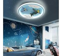 RuiRfh Ceiling lamp LED modern creative blue cartoon airplane design 56W lighting baby room lamp with remote control ceiling Light boy girl room dimmable chandelier bedroom living room restaurant bar