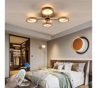 RuiRfh Ceiling lamp Nordic LED wooden Ceiling Light simple modern large living room chandelier restaurant creative lighting Fixture dimmable bedroom with remote control restaurant decoration round met