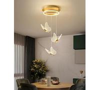 RuiRfh Chandelier LED butterfly shape decorative staircase Pendant Light height adjustable villa indoor large golden ceiling lamp dimmable suitable for living room restaurant hotel bar Hanging Lamp(Di