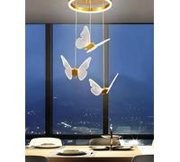 RuiRfh Chandelier LED butterfly shape decorative staircase Pendant Light height adjustable villa indoor large golden ceiling lamp dimmable suitable for living room restaurant hotel bar Hanging Lamp(Wh
