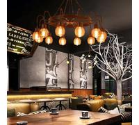 RuiRfh Chandelier Retro Dining Room E27 Large Wagon Wheel Pendant Light 8 Lights Farmhouse Iron Hanging Lamp Antique Round Metal Lights Rustic Ceiling Lamps Bedroom Living Room Foyer Corridor Black Fi