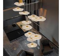 RuiRfh High Ceiling Chandelier Luxury Golden Spiral Linear Lotus Pendant Light Modern Simple Large Living Room Chandelier dimmable Design Suitable for Door Entrance Stairs Villa Restaurant