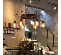 RuiRfh Large black chandelier 12 lights farmhouse metal retro Hanging Light living room round iron industrial lighting fixture for bar cafe restaurant foyer entrance antique room decoration ceiling li