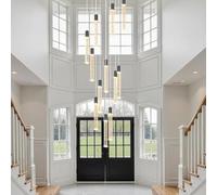 RuiRfh Large Crystal Chandelier Spiral Staircase Pendant Light LED Bubble K9 Crystal Long Light bar Modern high Ceiling Lighting dimmable Round Hanging Lamp Entrance Staircase Foyer Villa