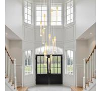 RuiRfh Large Crystal Chandelier Spiral Staircase Pendant Light LED Bubble K9 Crystal Long Light bar Modern high Ceiling Lighting dimmable Round Hanging Lamp Entrance Staircase Foyer Villa