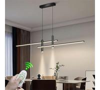 RuiRfh LED modern chandelier 60W dimmable linear dining room Pendant Light acrylic lampshade 120cm black height adjustable ceiling light with spotlight function suitable for kitchen island living room