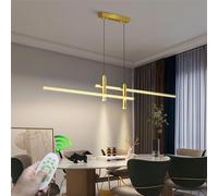 RuiRfh LED modern chandelier 60W dimmable linear dining room Pendant Light acrylic lampshade 120cm black height adjustable ceiling light with spotlight function suitable for kitchen island living room