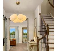 RuiRfh Modern 13-light large living room gold Pendant Light with white spherical lampshade ceiling light small spherical Hanging lighting fixtures hanging Sputnik chandelier for kitchen bedroom dining