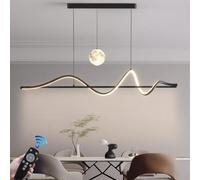 RuiRfh Modern black chandelier 120cm with remote control dimmable LED glass sphere Pendant Light adjustable modern spiral design chandeliers linear Hanging Lamp for kitchen island dining table lightin