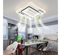 RuiRfh Modern bladeless Ceiling Fans with Lights and Remote Control 6 speeds 3000K-6500K dimmable LED Enclosed Fan Ceiling Light for Bedroom Kitchen Island Dining Room and Living Room Fan Light