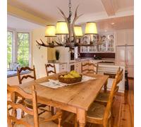 RuiRfh Pendant Lamp Antler E14 Retro Industrial Style Hanging Light Resin Iron Lampshade 6 Lights Height Adjustable Pendant Lighting Dining Room Living Room Cafe Kitchen Bar Ceiling Light Chandelier (