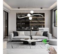 RuiRfh Restaurant chandelier LED modern round Hanging Lamp with remote control Pendant Light height adjustable ceiling lamp dining table suitable for living room office hotel club dimmable lighting (