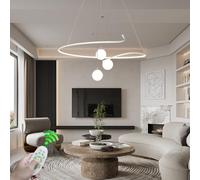 RuiRfh Restaurant chandelier LED modern round Hanging Lamp with remote control Pendant Light height adjustable ceiling lamp dining table suitable for living room office hotel club dimmable lighting (