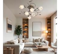 RuiRfh Retro Ceiling Light antique iron living room ceiling lamp flower shape frosted glass lampshade Ceiling Lighting pastoral style farmhouse Chandelier suitable for kitchen bedroom bathroom entranc
