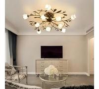 RuiRfh Retro Ceiling Light antique iron living room ceiling lamp flower shape frosted glass lampshade Ceiling Lighting pastoral style farmhouse Chandelier suitable for kitchen bedroom bathroom entranc