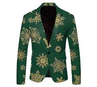 RUIRUILICO Men's Christmas Blazers Casual Snowflake Santa Printed Suits Lapel Button Slim Fit Suit Jackets with Pockets Classic Blazers for Men UK