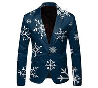 RUIRUILICO Men's Christmas Blazers Casual Snowflake Santa Printed Suits Lapel Button Slim Fit Suit Jackets with Pockets Classic Blazers for Men UK