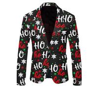 RUIRUILICO Men's Christmas Blazers Casual Snowflake Santa Printed Suits Lapel Button Slim Fit Suit Jackets with Pockets Classic Blazers for Men UK