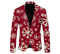 RUIRUILICO Men's Christmas Blazers Casual Snowflake Santa Printed Suits Lapel Button Slim Fit Suit Jackets with Pockets Classic Blazers for Men UK