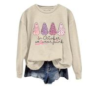 RUIRUILICO Women Halloween Jumpers Cute Ghost Print Pullover Tops Long-Sleeve Crew Neck Sweatshirt Ladies Basic Soft Sweat Blouse