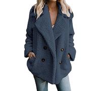 RUIRUILICO Womens UK Plus Size Fleece Jacket Winter Autumn Ladies Lapel Collar Oversized Comfy Fuzzy Coat Solid Botton UP Overcoat with Pockets