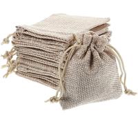 RUIRUIMING 20 small jute bags with drawstrings, 2.7 x 3.5 inches, linen brown jute gift bags with drawstrings, jewellery bags suitable for Christmas, weddings and parties.