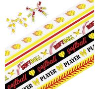 RUIRUIMING 6 Pieces of 18-Gauge Satin Ribbon, 3/8 inch Wide, Black, White and Yellow Craft Ribbon, Suitable for Sports Team Party Decorations, Gift Wrapping for Softball Players, DIY Supplies.