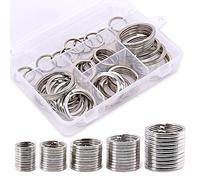 RUIRUIMING 60-Piece Multi-Purpose Metal Keyring Set 20mm, 25mm, 30mm, 35mm, 38mm