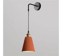 Ruiseawing Nordic Modern Wall Sconce Industrial Iron Metal Fixture E27 Adjustable Cone Shade Wall Lamp for Bedroom Bedside Kitchen Indoor Lighting(Orange)