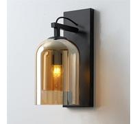 Ruiseawing Vintage Industrial E27 Wall Sconce Dual Bell Glass Shade Retro Wall Lamp Lighting for Bathroom Kitchen Bedroom(Amber)