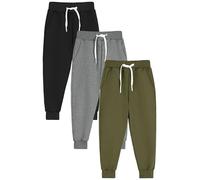 Ruisita 3 Pack Toddler Boys' Joggers Tracksuit Bottoms Cotton Trousers Sweatpants Kids Activewear with Drawstring Pockets