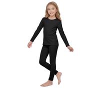 Ruisita Girls Cotton Long Sleeve Ribbed Shirt and Legging Set for Kids | 2-Piece Kids Thermal Base Layer Set, Basic Cotton Long Sleeve Top & Bottom, Skins for Girls