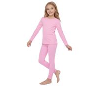 Ruisita Girls Cotton Long Sleeve Ribbed Shirt and Legging Set for Kids | 2-Piece Kids Thermal Base Layer Set, Basic Cotton Long Sleeve Top & Bottom, Skins for Girls