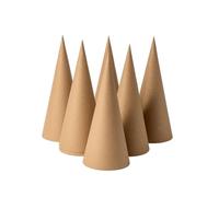 Ruisky 6PCS 9.8in Paper Mache Cones, Open Bottom Cardboard Craft Cones for DIY Art Projects,Halloween and Christmas Tree Decorations (Brown)