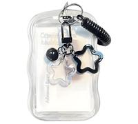 Ruispeed 1 Piece Cute Kpop Star-Wave Photo Frame with Keychain, Transparent PC Card Holder, Creative Protection for Bus and Student Card, Photo Holder