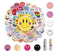 Ruispeed 200Pcs Smiley Face Stickers - 2Inch Cute Smile Water Bottle Stickers For Kid Reward Funny Vinyl Happy Face Sticker Bulk Happy Birthday Sticker For Teacher Classroom Party Favors Back To