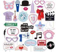 RUISPEED 31 Piece ERAS Party Photo Booth Props and Signs, Concert Bachelorette Birthday Selfie Station Backdrop Decoration Set