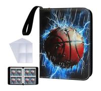 Ruispeed 400 Pocket Zippered Basketball Card Binder, 4-Pocket Trading Card Album with 50 Removable Sleeves, PU Leather Waterproof Sports Card Holder for NBA Basketball Cards Storage Display Case Gift