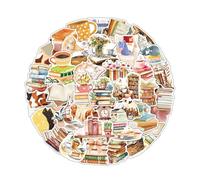 Ruispeed 50pcs Realistic Bookish Stickers for Adults Reader, Aesthetic Watercolor Book Stickers for Kindle Laptop, Love Reading Decals for Water Bottles Scrapbook Journal Laptop(Book)