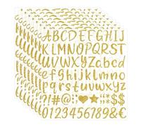 RUISPEED 648 Piece Gold Glitter Letter Stickers, 1 Inch Self-Adhesive Weatherproof Vinyl ABC Letter Sticker, ideal for school cones post boxes signs DIY craft projects (8 Sheets Gold)