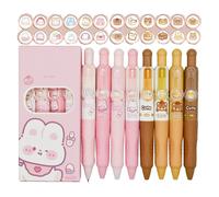 Ruispeed 8-Piece Set Kawaii Mini Pens Rabbits & Bears - Retractable Ballpoint Pens with Changing Images, Black Ink, Pocket Size, Ideal for School, Office, Party Bag Fillers or Gifts for Children