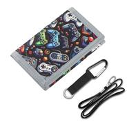 Ruispeed Kids Wallet for Boys with Lanyard, Little Boys Wallet for Kids Ages 4-5-6-7-8-9-10-12, Game Gamer Gaming Youth Wallets with Strap, Tri Fold Child Childrens Neck Wallets for Birthday
