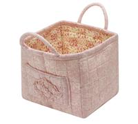 Ruispeed Quilted Fabric Storage Basket With Handles & Pocket, Foldable Laundry Hamper Boho Floral Print Organizer Bin For Home, Picnic, Office 12"X10"X10" (A-4)